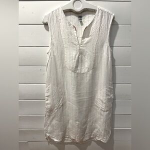 TRISTAN – Sleeveless Striped Linen Tunic Dress – Size M